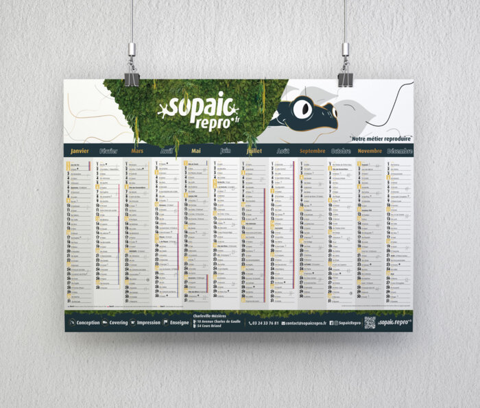 Calendrier type banque grand format